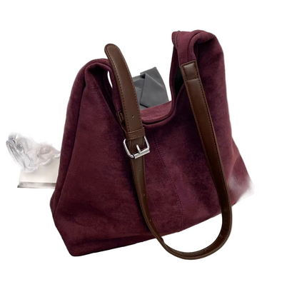 Suede Handbag | Elegant Trunk Design with Adjustable Strap and Spacious Capacity 2