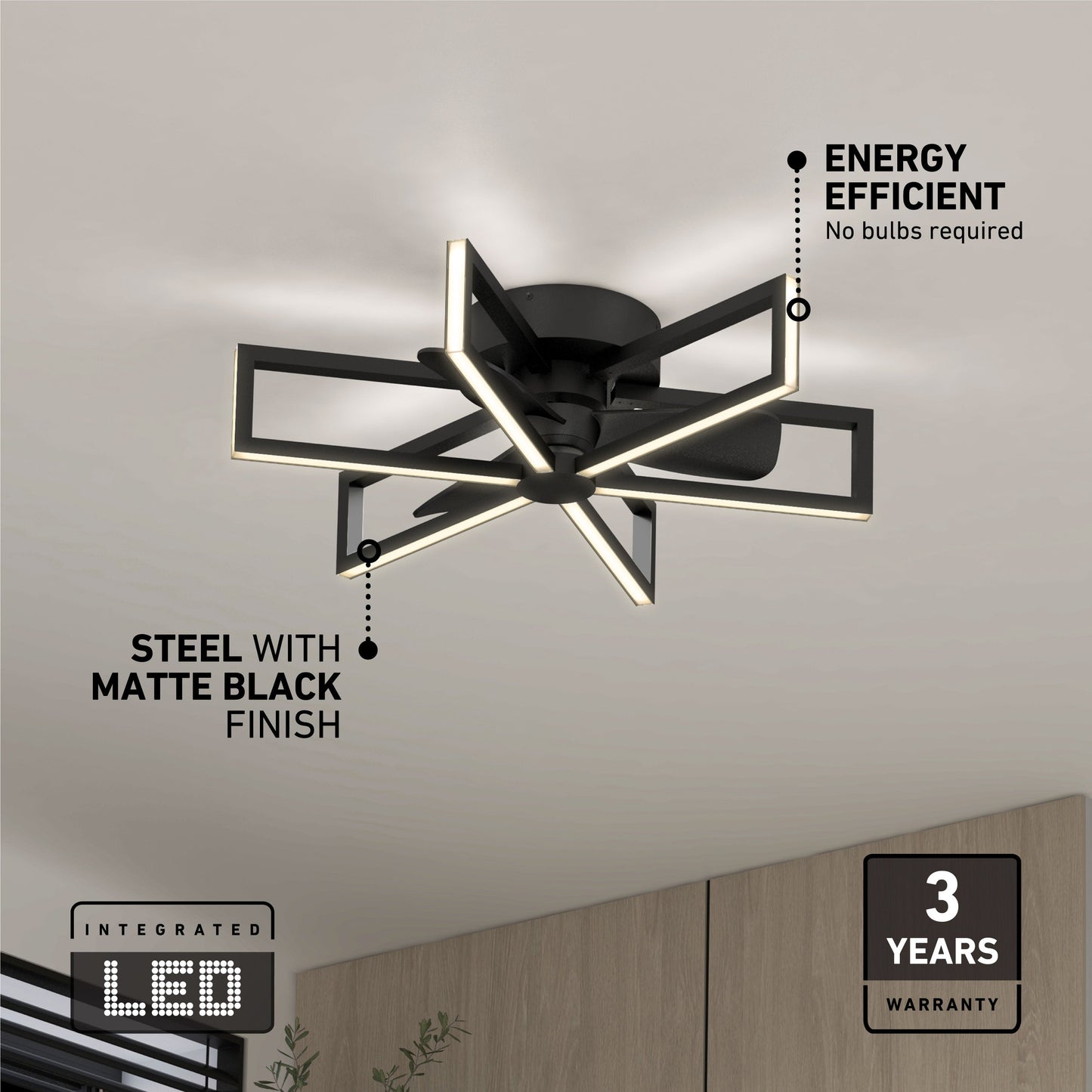 Swirl | 26 in. LED Modern Ceiling Fan with Remote Control & 3 Speeds 5