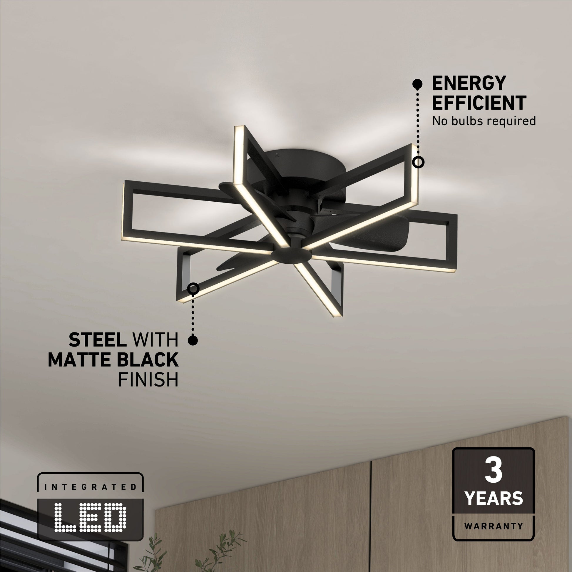 Swirl | 26 in. LED Modern Ceiling Fan with Remote Control & 3 Speeds 5