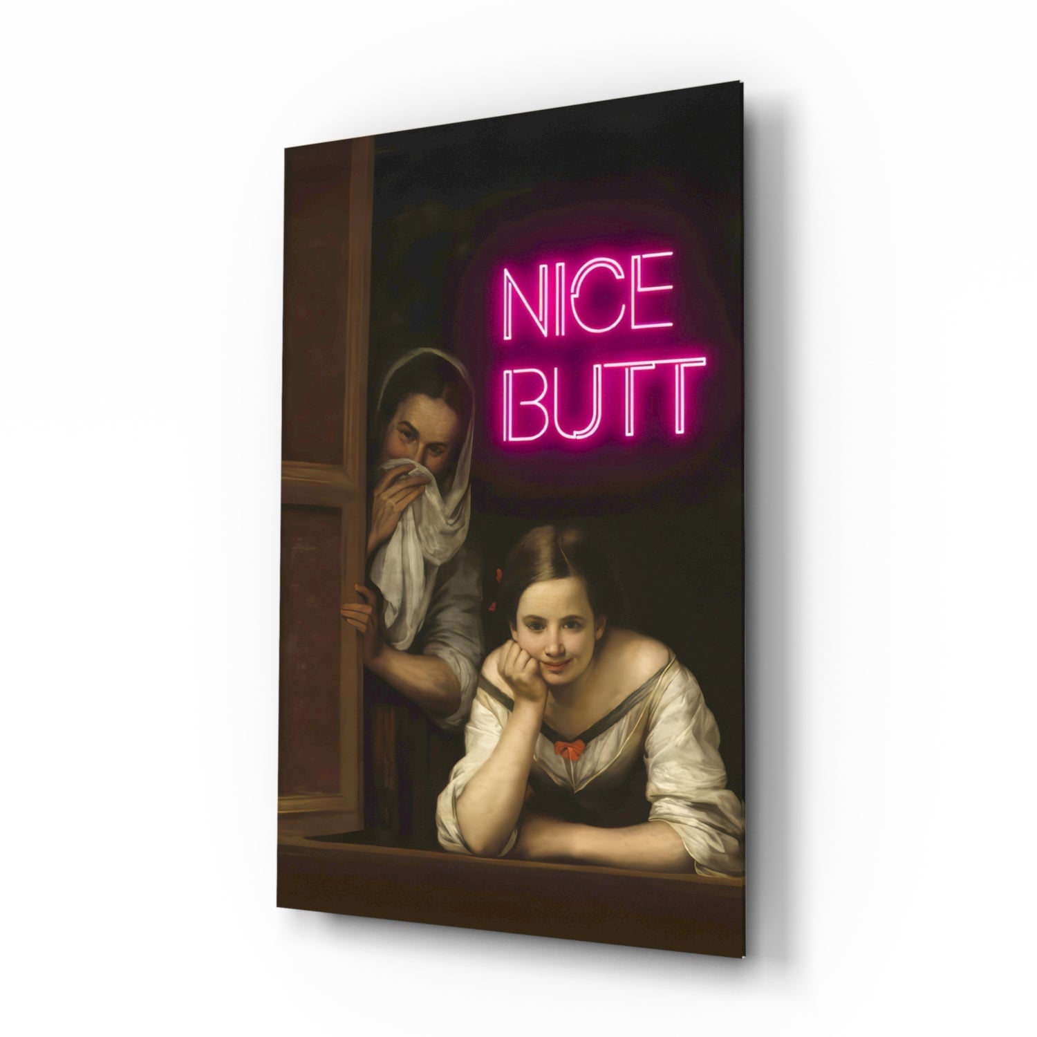 Grappig neonmeisje – wandkunst voor glazen ramen || Designercollectie