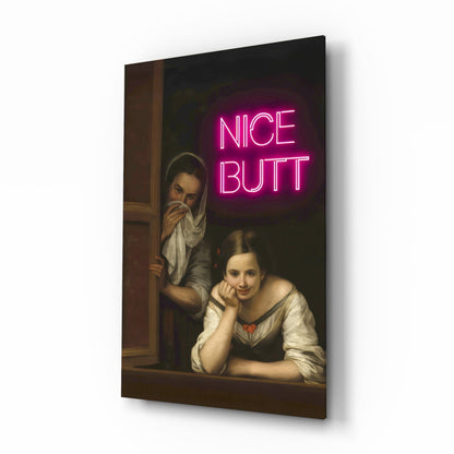 Grappig neonmeisje – wandkunst voor glazen ramen || Designercollectie