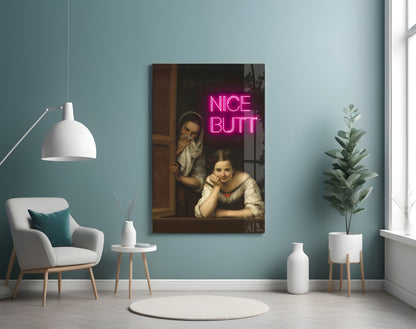 Grappig neonmeisje – wandkunst voor glazen ramen || Designercollectie