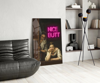 Grappig neonmeisje – wandkunst voor glazen ramen || Designercollectie
