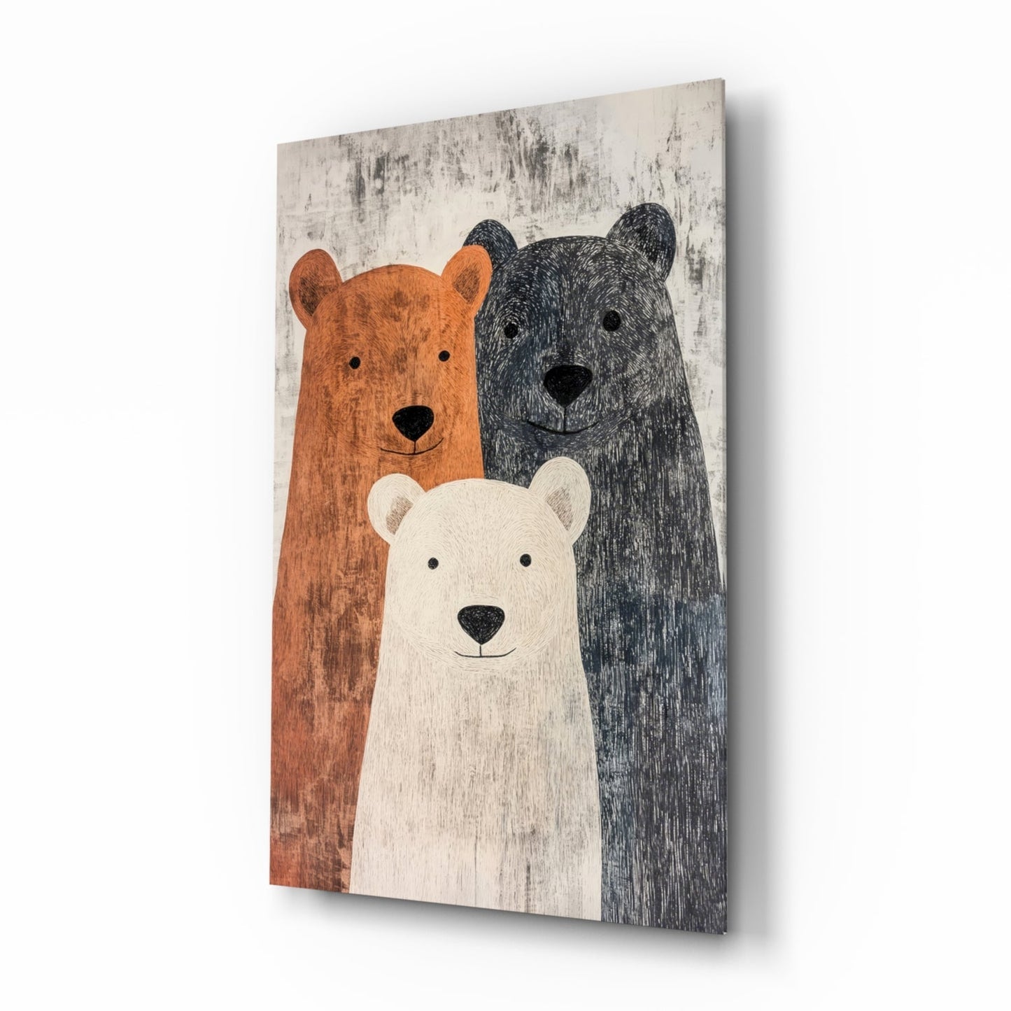 Art mural en verre Famille Ours || Collection de créateur