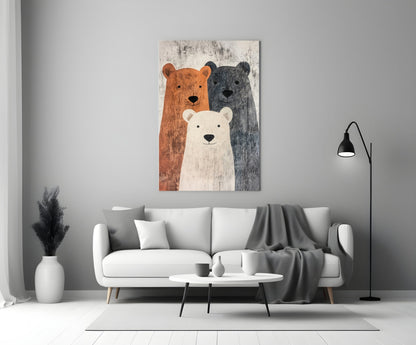 Art mural en verre Famille Ours || Collection de créateur