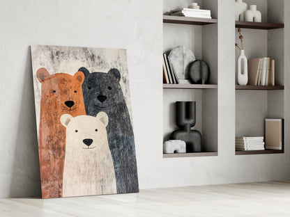 Art mural en verre Famille Ours || Collection de créateur