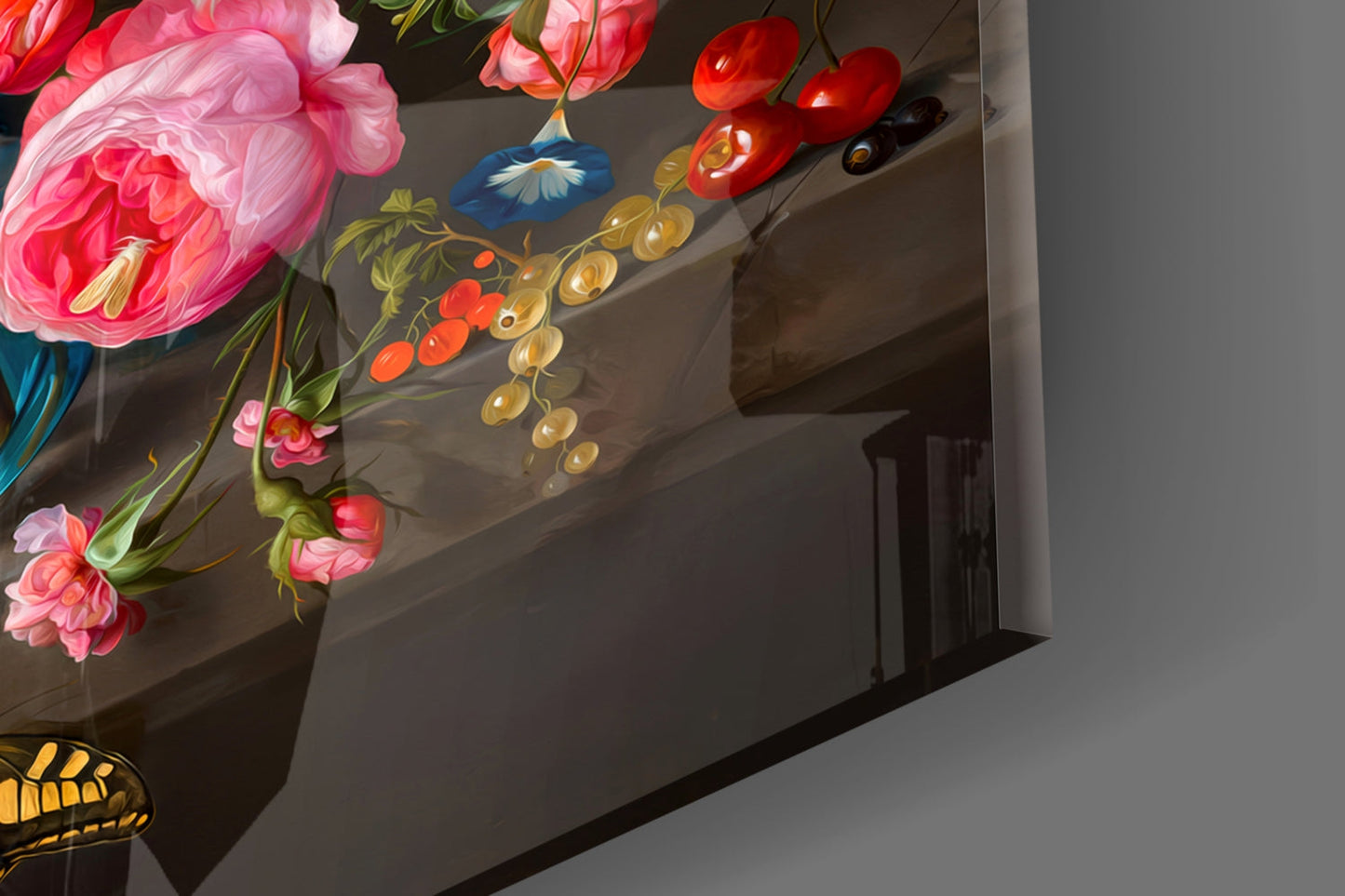 Arte de parede em vidro com natureza-morta clássica || Coleção de designer