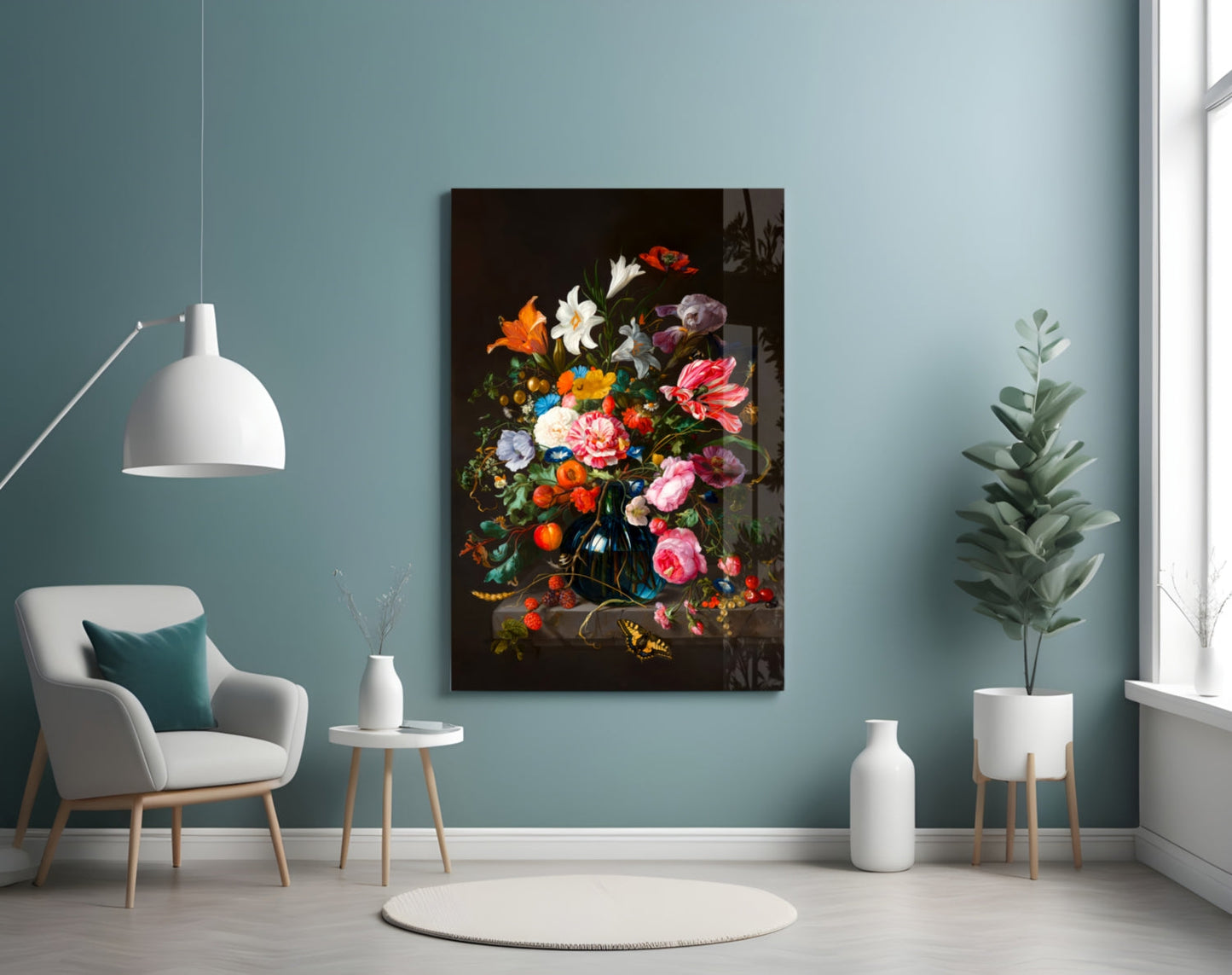 Arte de parede em vidro com natureza-morta clássica || Coleção de designer