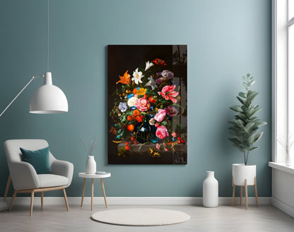 Arte de parede em vidro com natureza-morta clássica || Coleção de designer
