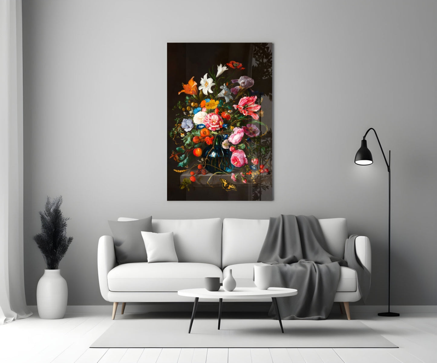 Arte de parede em vidro com natureza-morta clássica || Coleção de designer