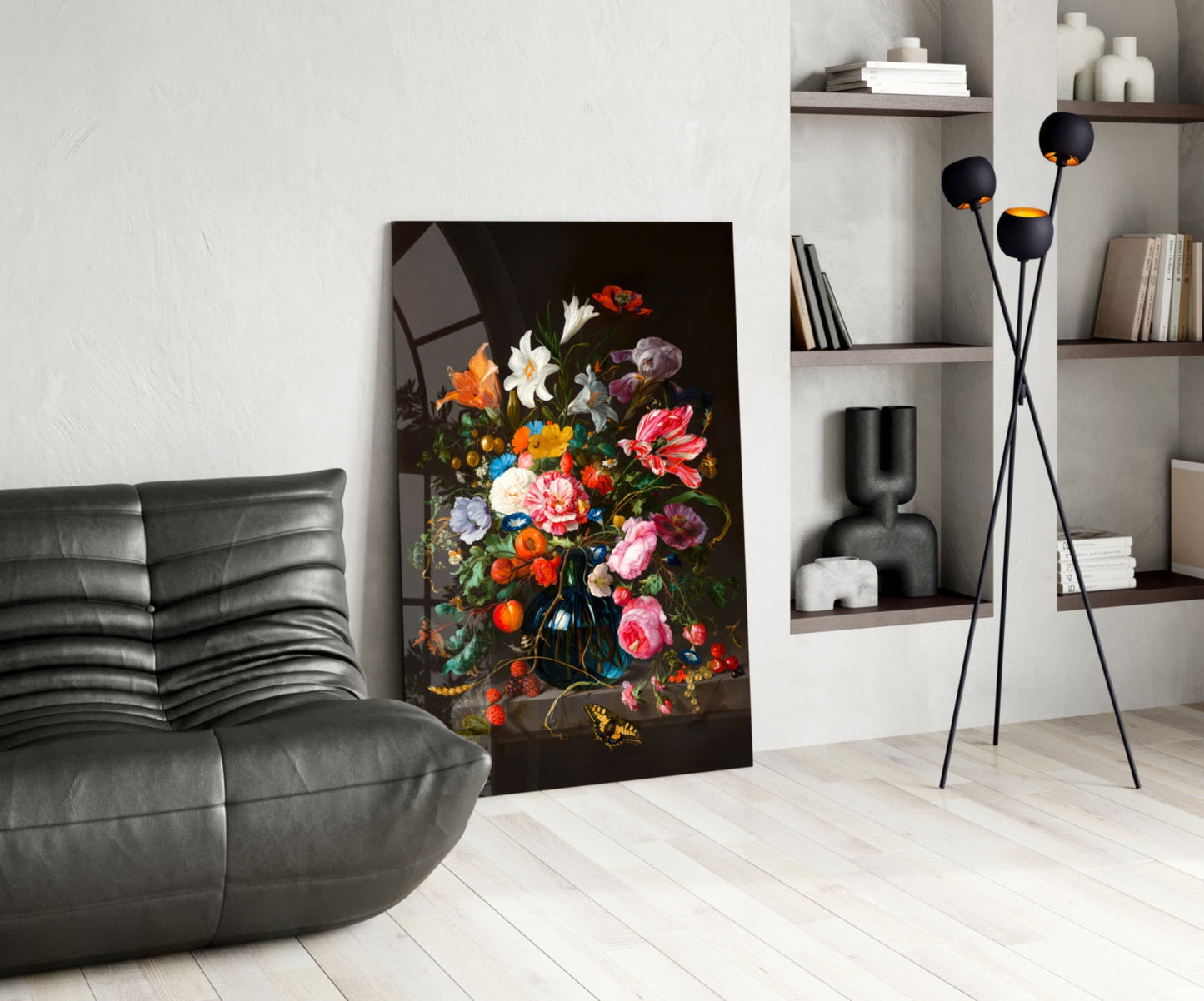 Arte de parede em vidro com natureza-morta clássica || Coleção de designer