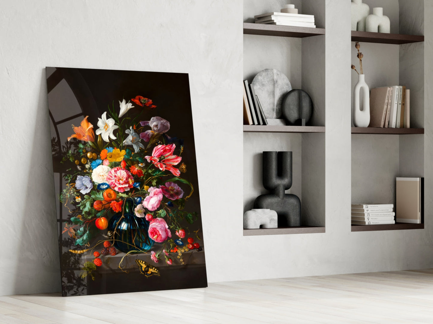 Arte de parede em vidro com natureza-morta clássica || Coleção de designer