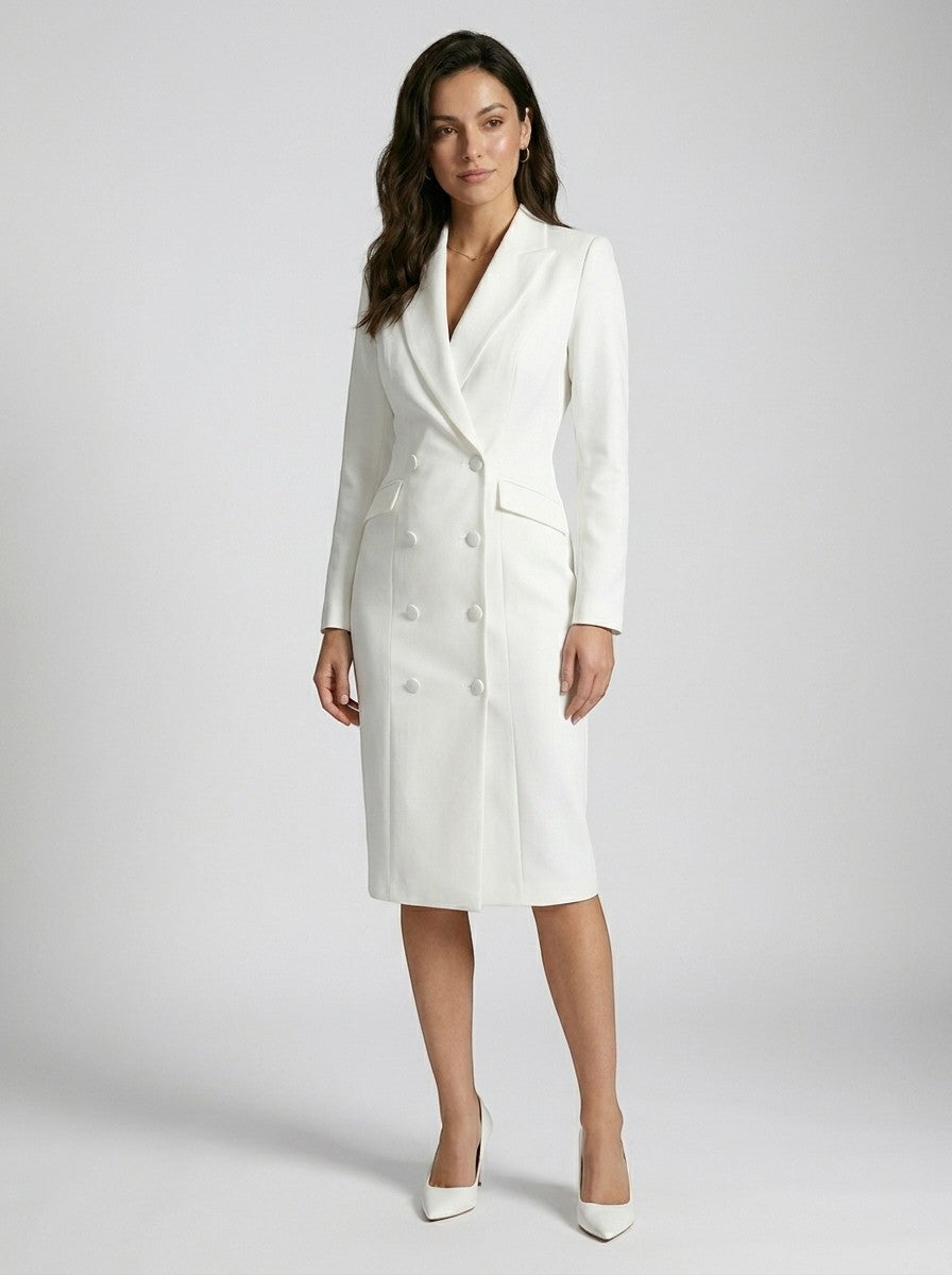 Tailored Midi Dress | Structured Blazer-Inspired Design 0