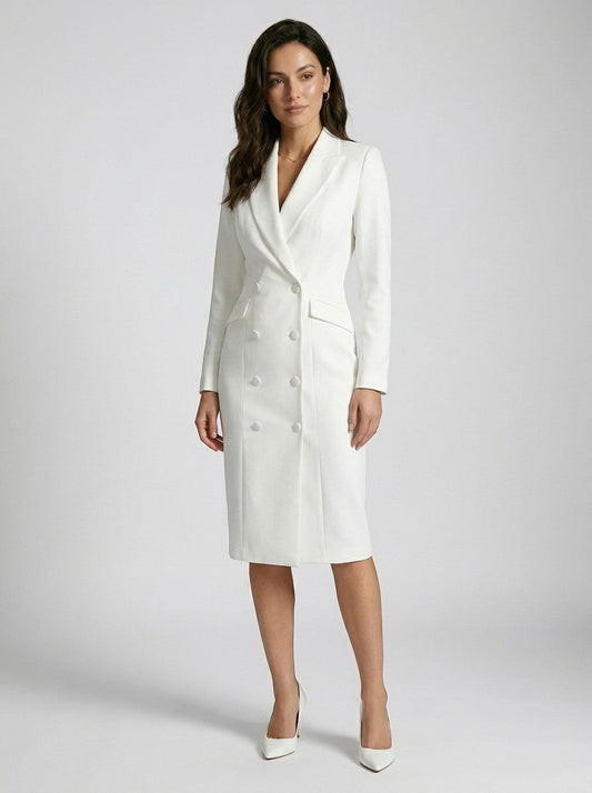 Tailored Midi Dress | Structured Blazer-Inspired Design 0