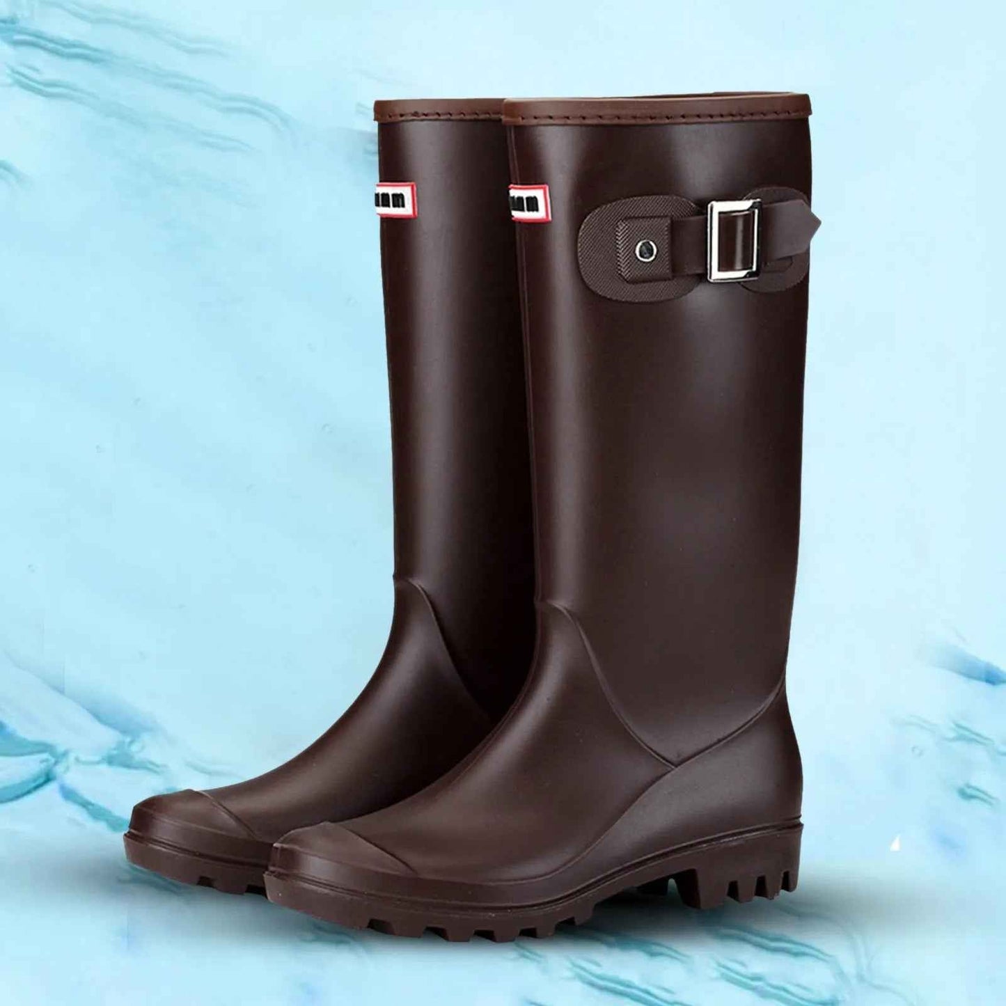 Tall Waterproof Rain Boots | Stylish Knee High Rubber Design with Zipper 0