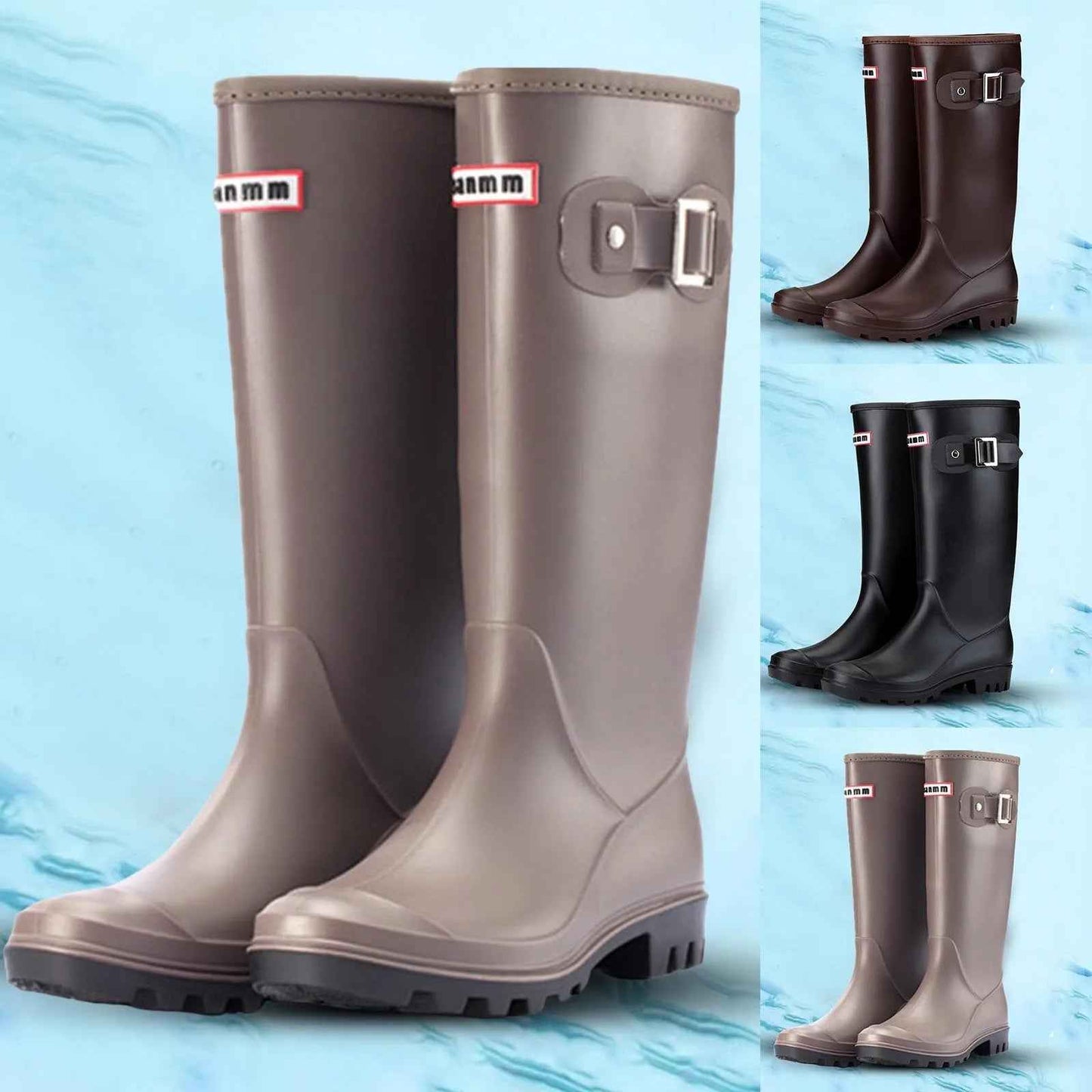 Tall Waterproof Rain Boots | Stylish Knee High Rubber Design with Zipper 3