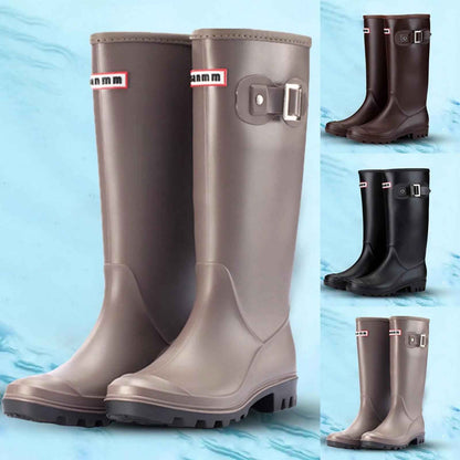 Tall Waterproof Rain Boots | Stylish Knee High Rubber Design with Zipper 3