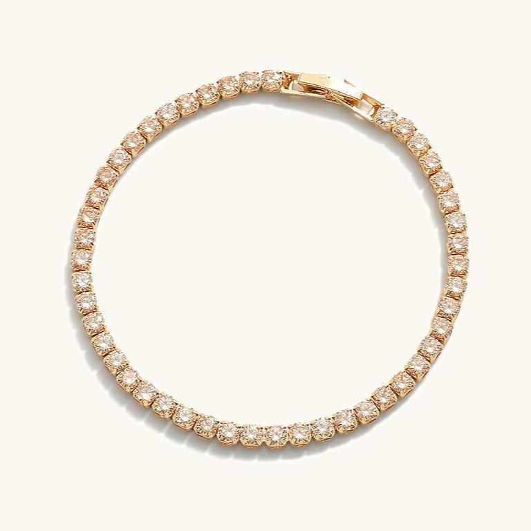 Tennis Bracelet | 18k Gold-Plated Stainless Steel with Sparkling Simulants 0