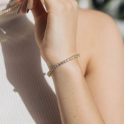 Tennis Bracelet | 18k Gold-Plated Stainless Steel with Sparkling Simulants 1
