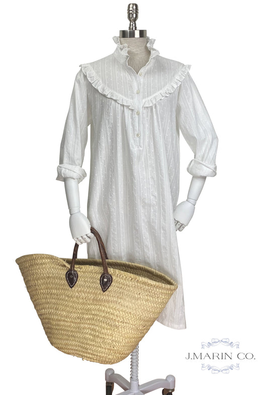 El vestido camisa Laura - Blanco con lunares suizos
