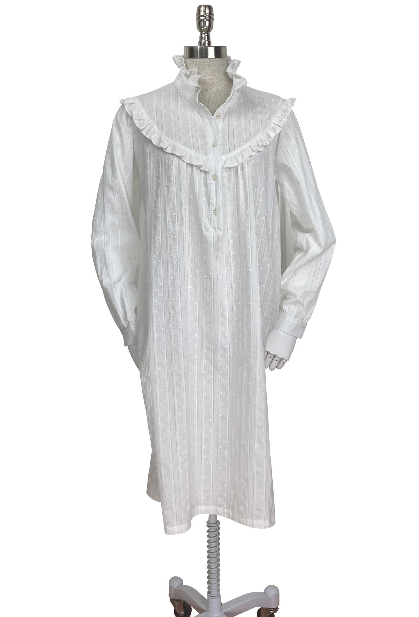 El vestido camisa Laura - Blanco con lunares suizos