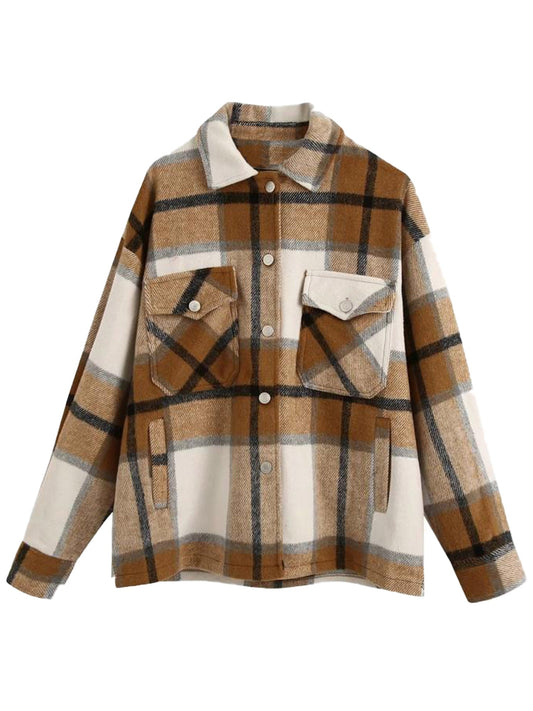 Thick Plaid Shirt Jacket | Versatile Shacket with Button Front 0