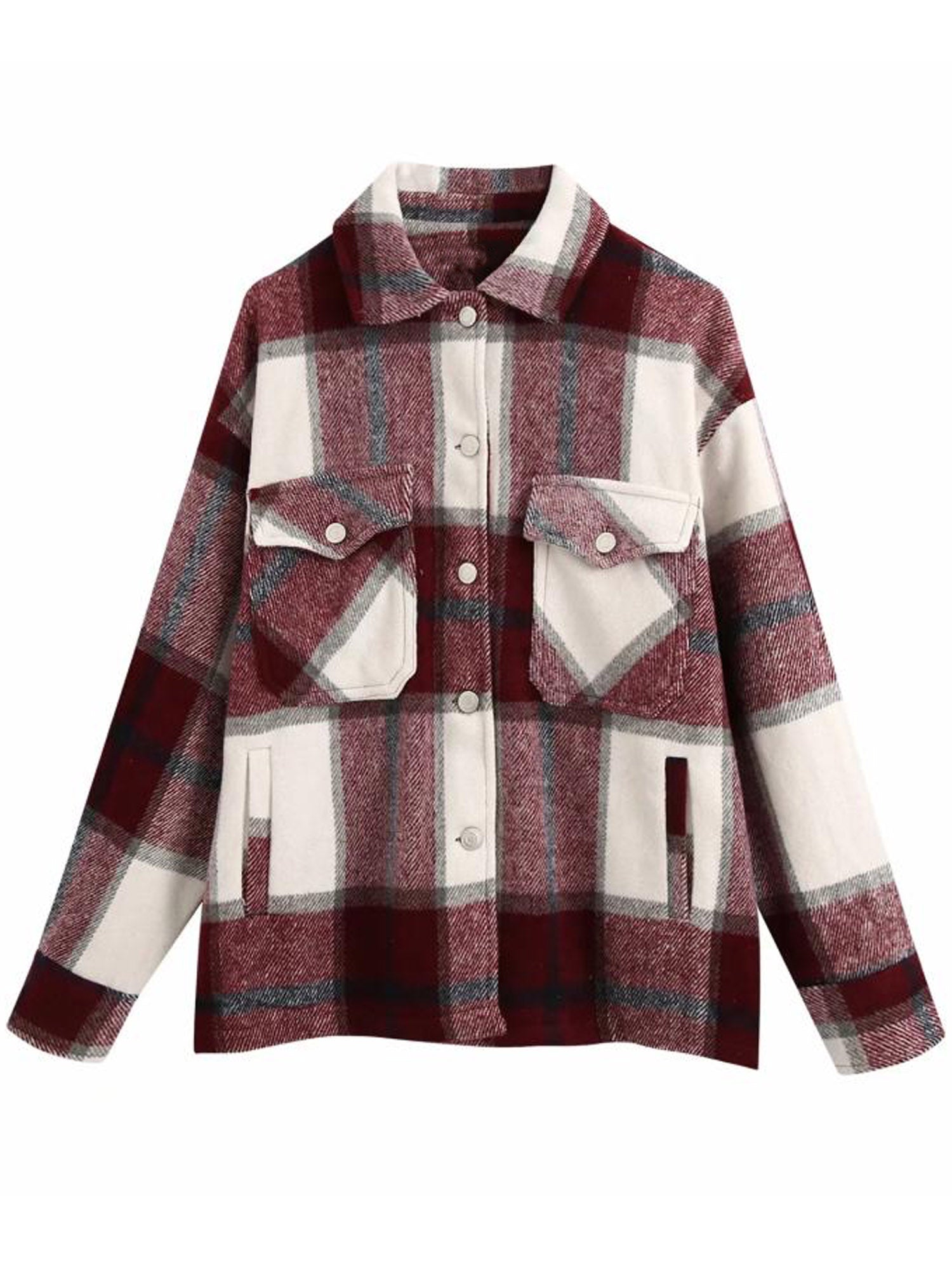 Thick Plaid Shirt Jacket | Versatile Shacket with Button Front 1