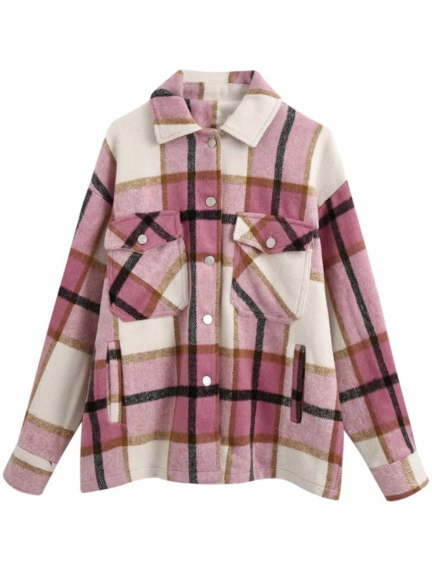 Thick Plaid Shirt Jacket | Versatile Shacket with Button Front 3
