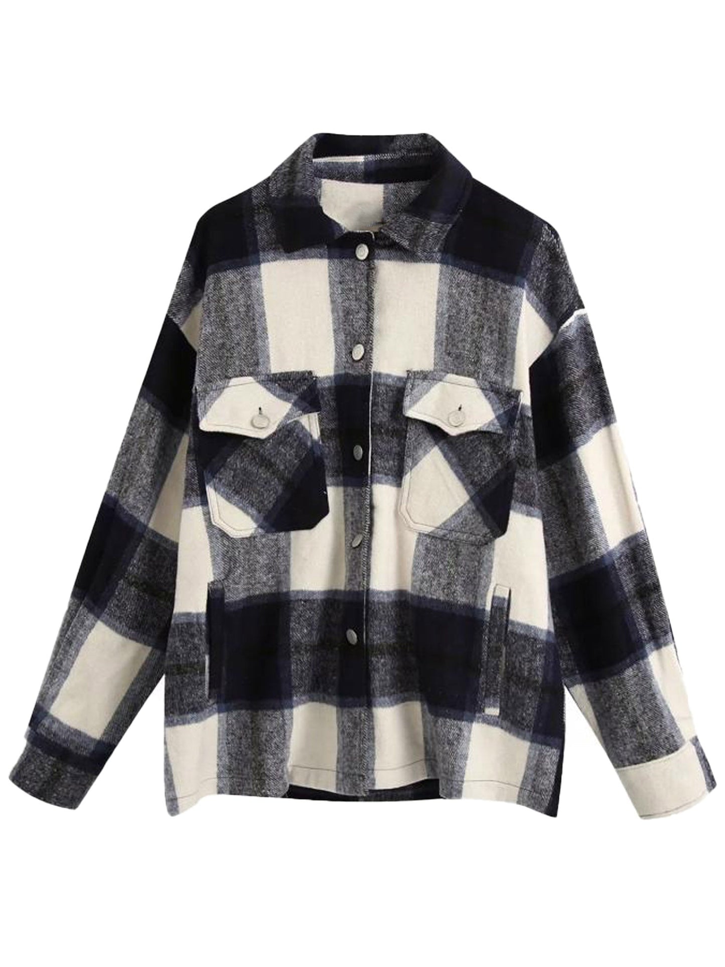 Thick Plaid Shirt Jacket | Versatile Shacket with Button Front 4