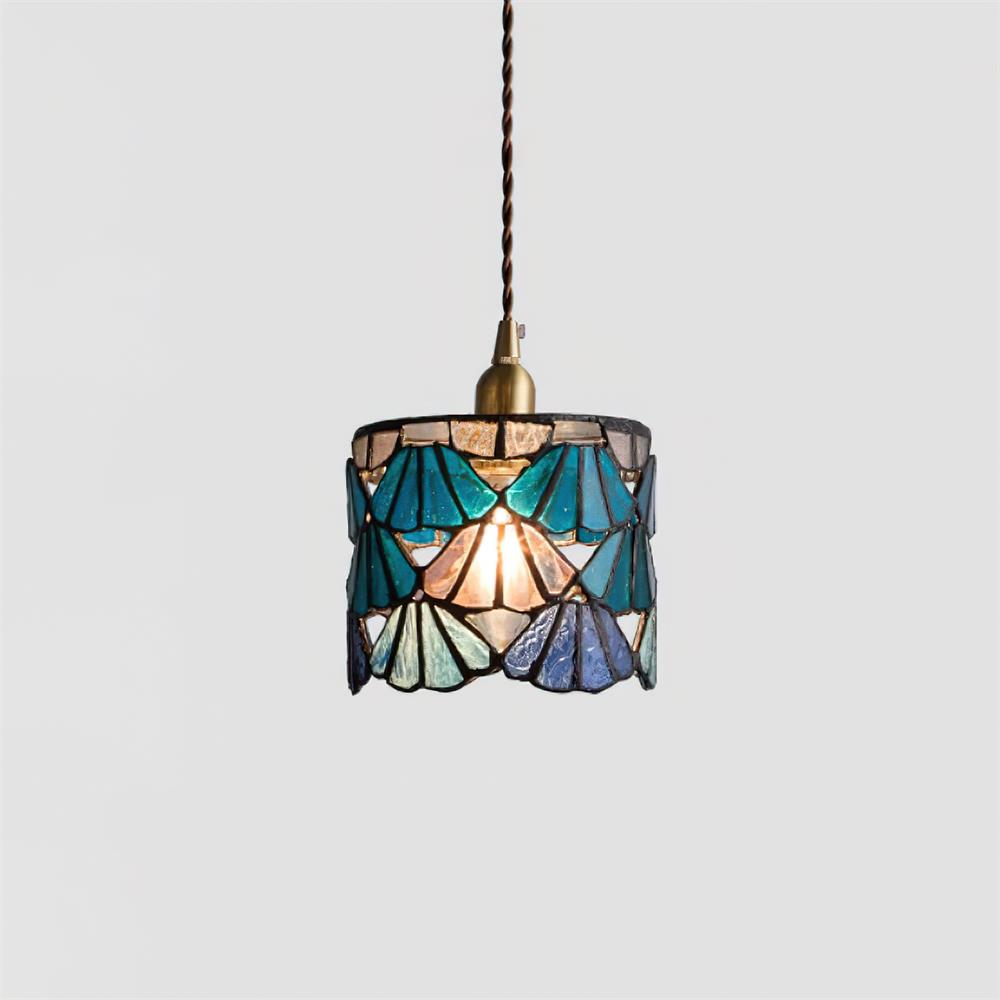 Tiffany Pendant Light | Handmade Glass Shade with Elegant Brass Detail 0