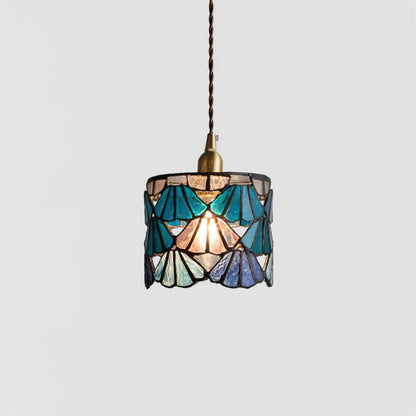 Tiffany Pendant Light | Handmade Glass Shade with Elegant Brass Detail 0