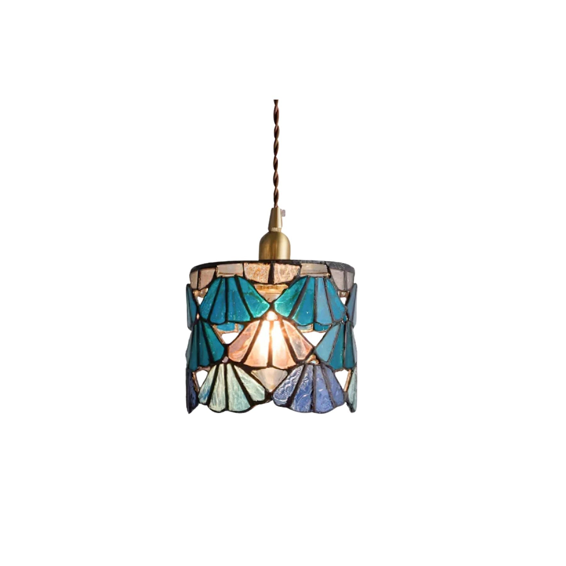 Tiffany Pendant Light | Handmade Glass Shade with Elegant Brass Detail 1
