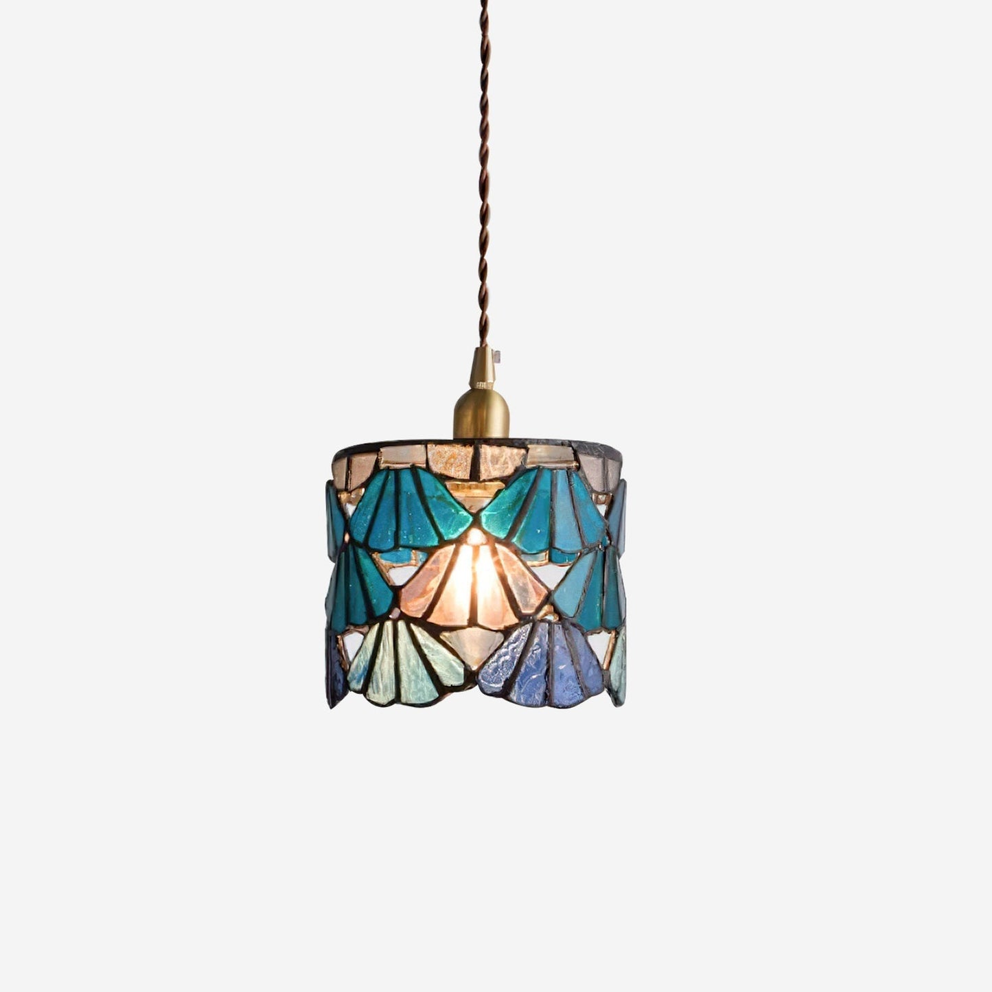 Tiffany Pendant Light | Handmade Glass Shade with Elegant Brass Detail 2