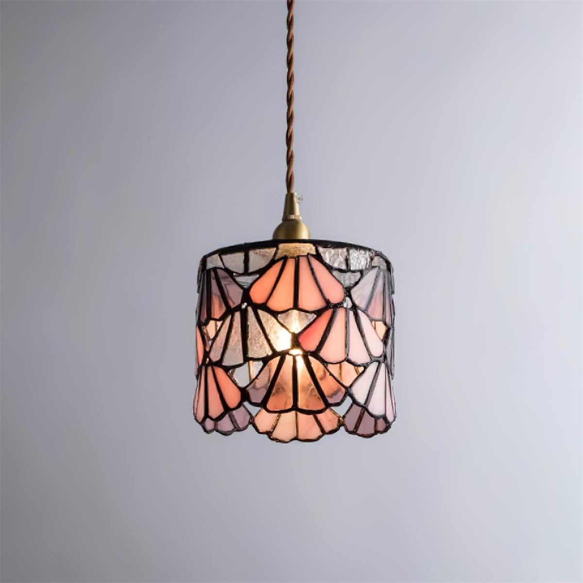 Tiffany Pendant Light | Handmade Glass Shade with Elegant Brass Detail 6