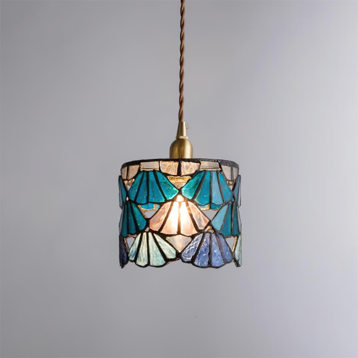 Tiffany Pendant Light | Handmade Glass Shade with Elegant Brass Detail 8