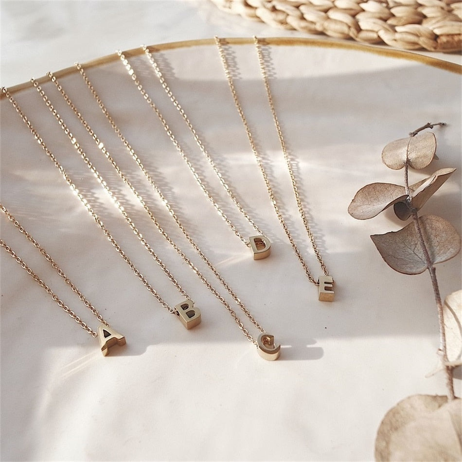 Tiny Initial Necklace | Customizable Stainless Steel Charm with Dainty Chain 3