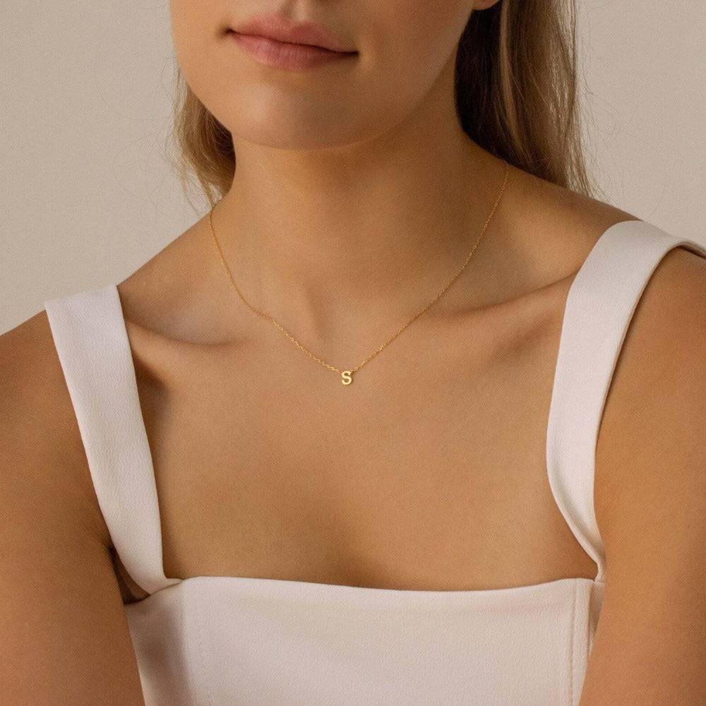 Tiny Initial Necklace | Customizable Stainless Steel Charm with Dainty Chain 7