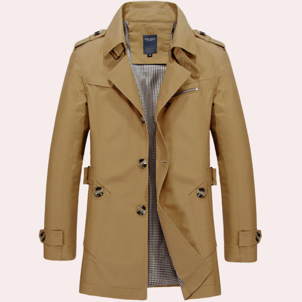 Trench Coat Men | High-Quality Cotton with Adjustable Fit and Classic Style 0