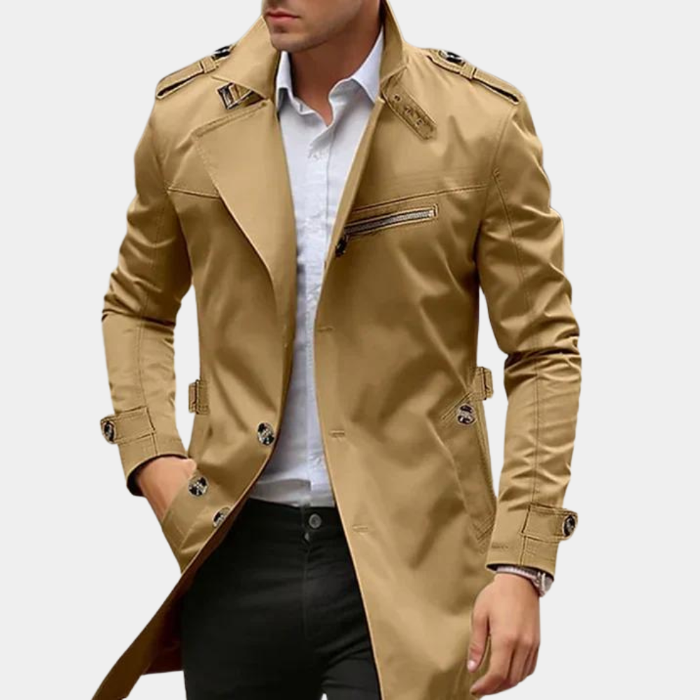 Trench Coat Men | High-Quality Cotton with Adjustable Fit and Classic Style 1