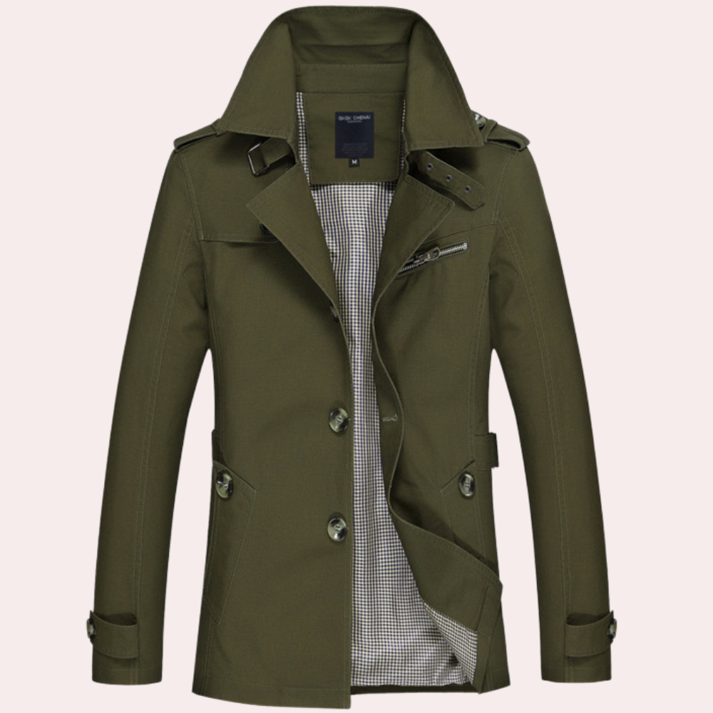 Trench Coat Men | High-Quality Cotton with Adjustable Fit and Classic Style 3