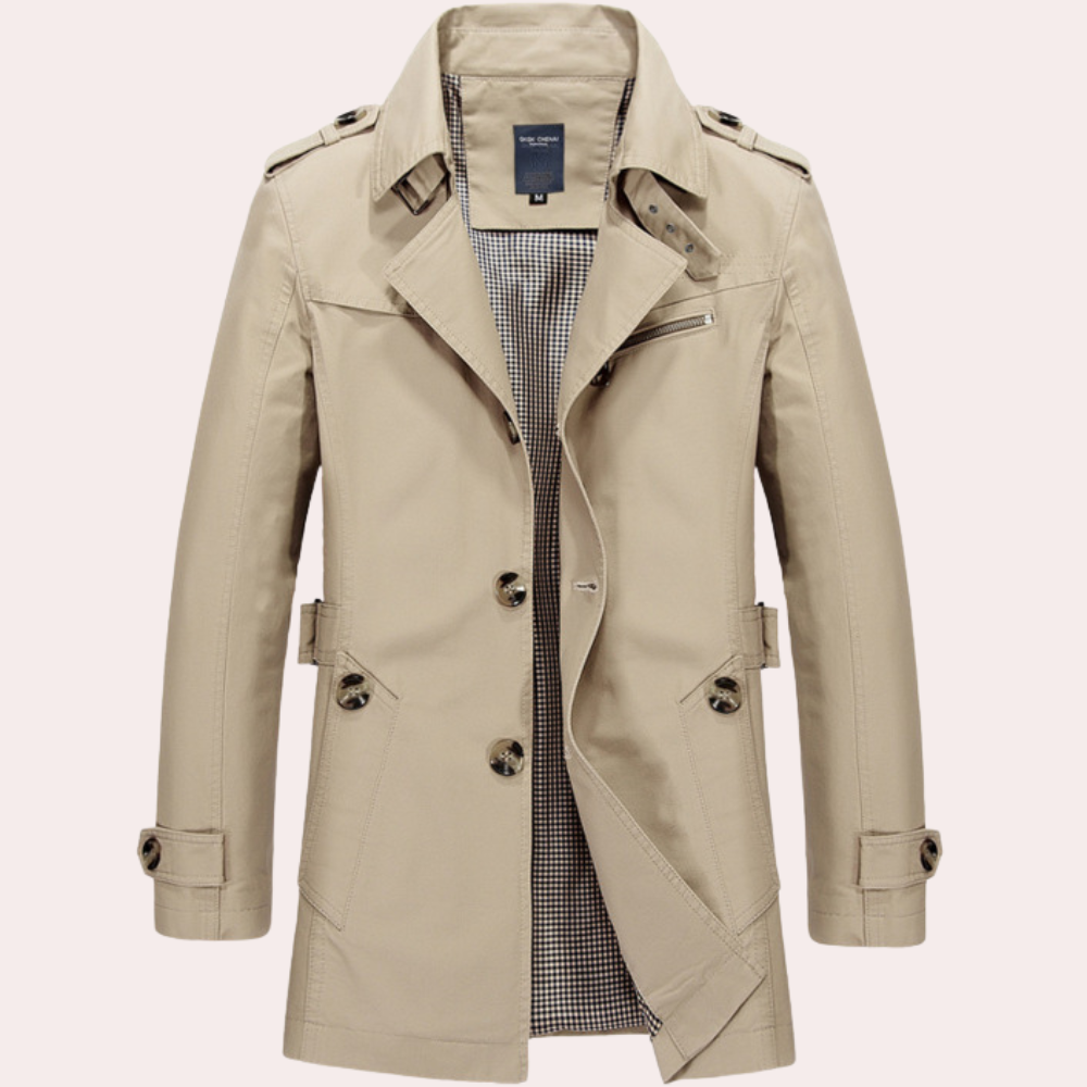 Trench Coat Men | High-Quality Cotton with Adjustable Fit and Classic Style 4