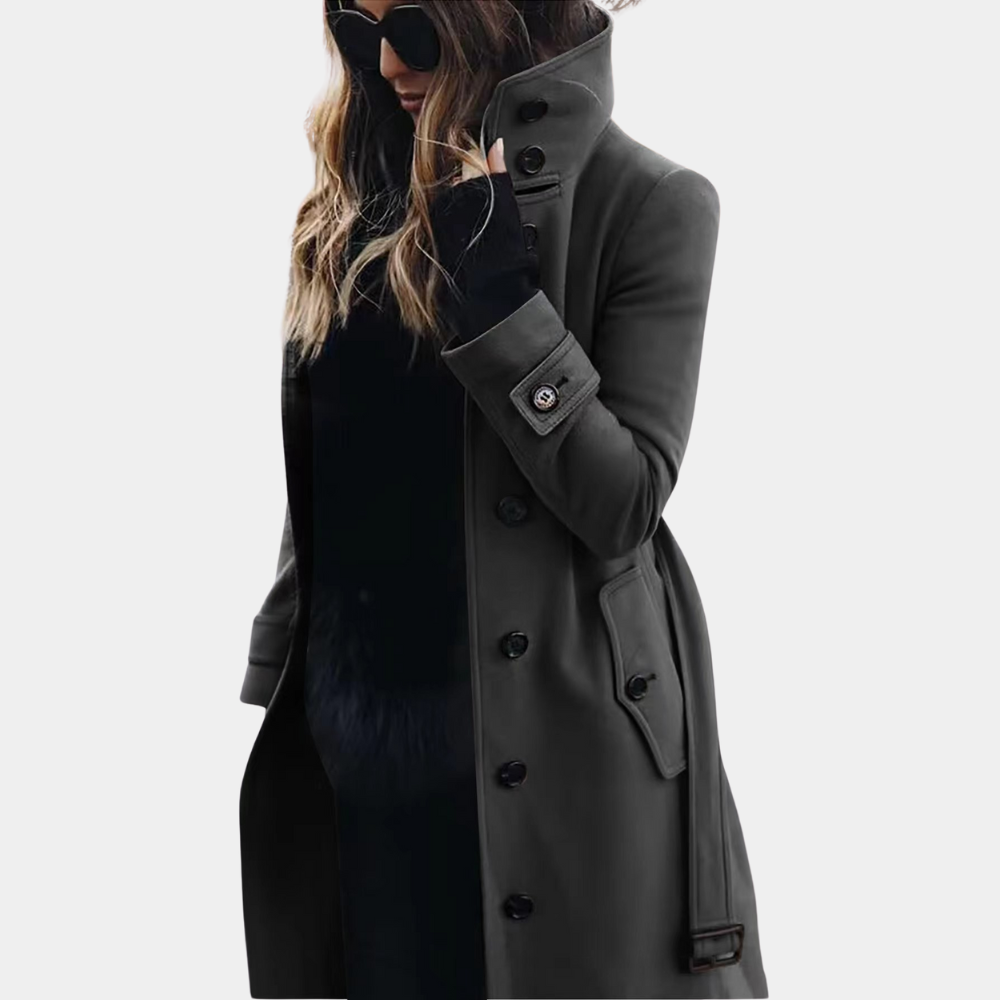 Trench Coat | Warm Belted Women's Black Design for Stylish Winter Wear 1