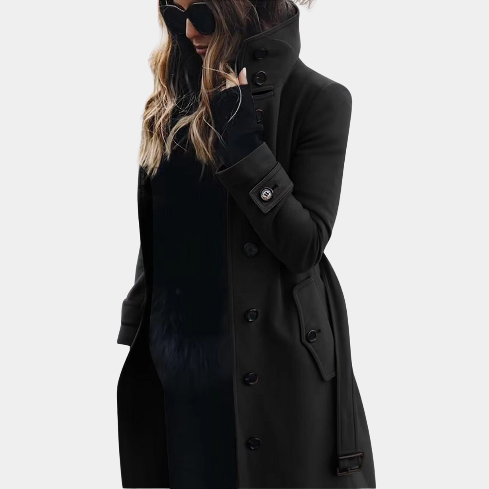 Trench Coat | Warm Belted Women's Black Design for Stylish Winter Wear 3