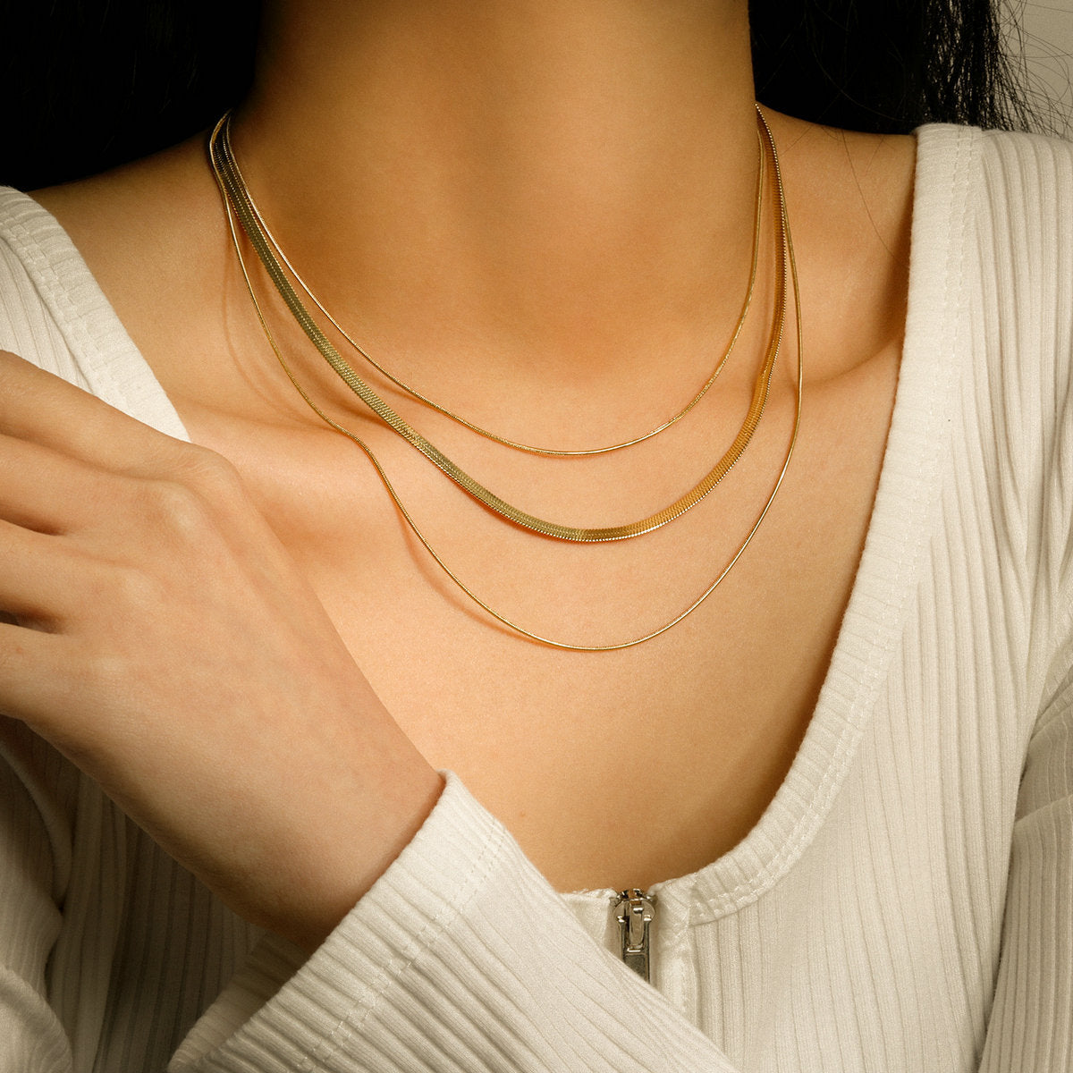 Trio Layered Gold Necklace | Waterproof Hypoallergenic Stainless Steel Design 1