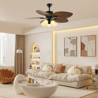 Tropical Ceiling Fan Light | Banana Leaf Design with Integrated Lighting 2