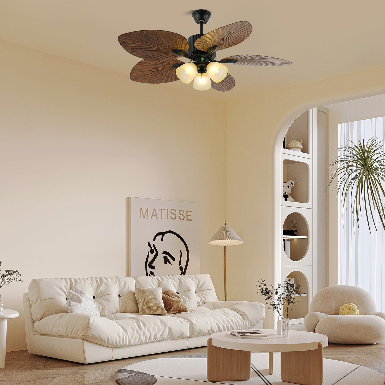 Tropical Ceiling Fan Light | Banana Leaf Design with Integrated Lighting 3