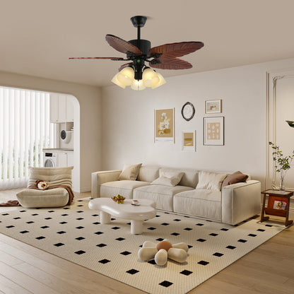 Tropical Ceiling Fan Light | Banana Leaf Design with Integrated Lighting 4