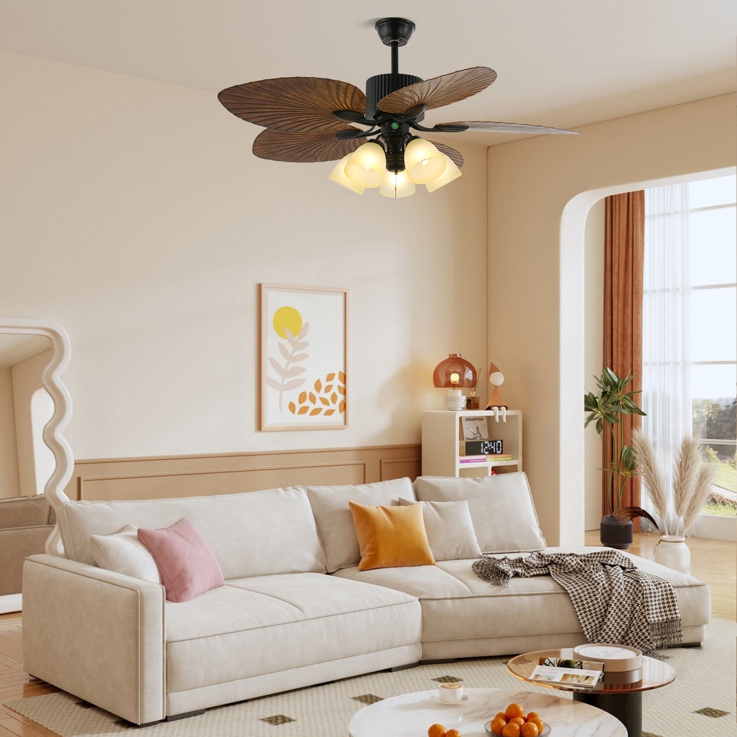 Tropical Ceiling Fan Light | Banana Leaf Design with Integrated Lighting 6