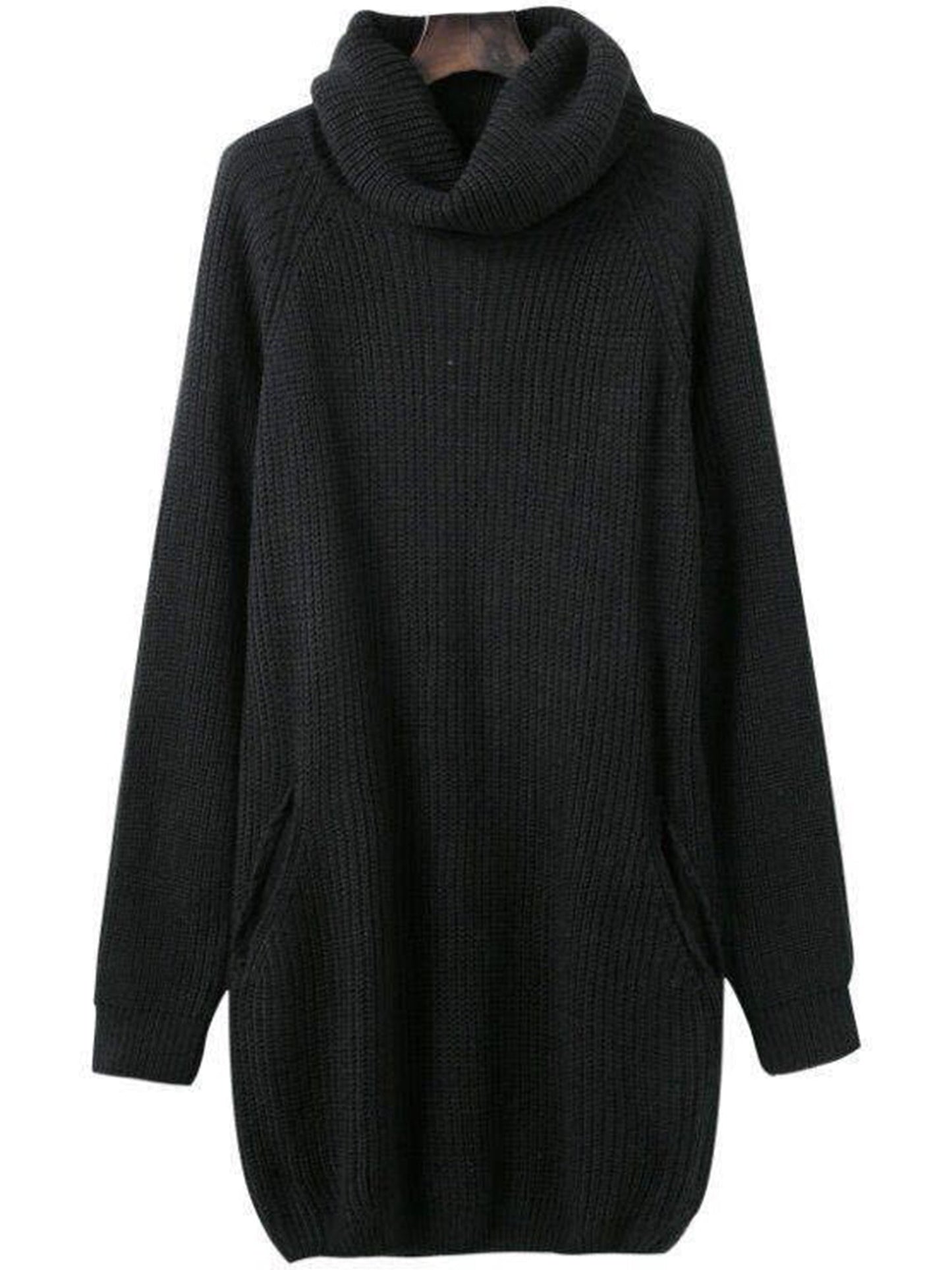 Turtleneck Knit Dress | Loose Fit Acrylic Sweater Dress 0