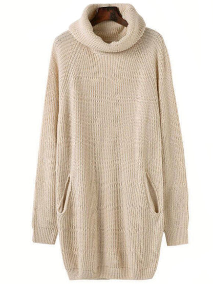 Turtleneck Knit Dress | Loose Fit Acrylic Sweater Dress 1